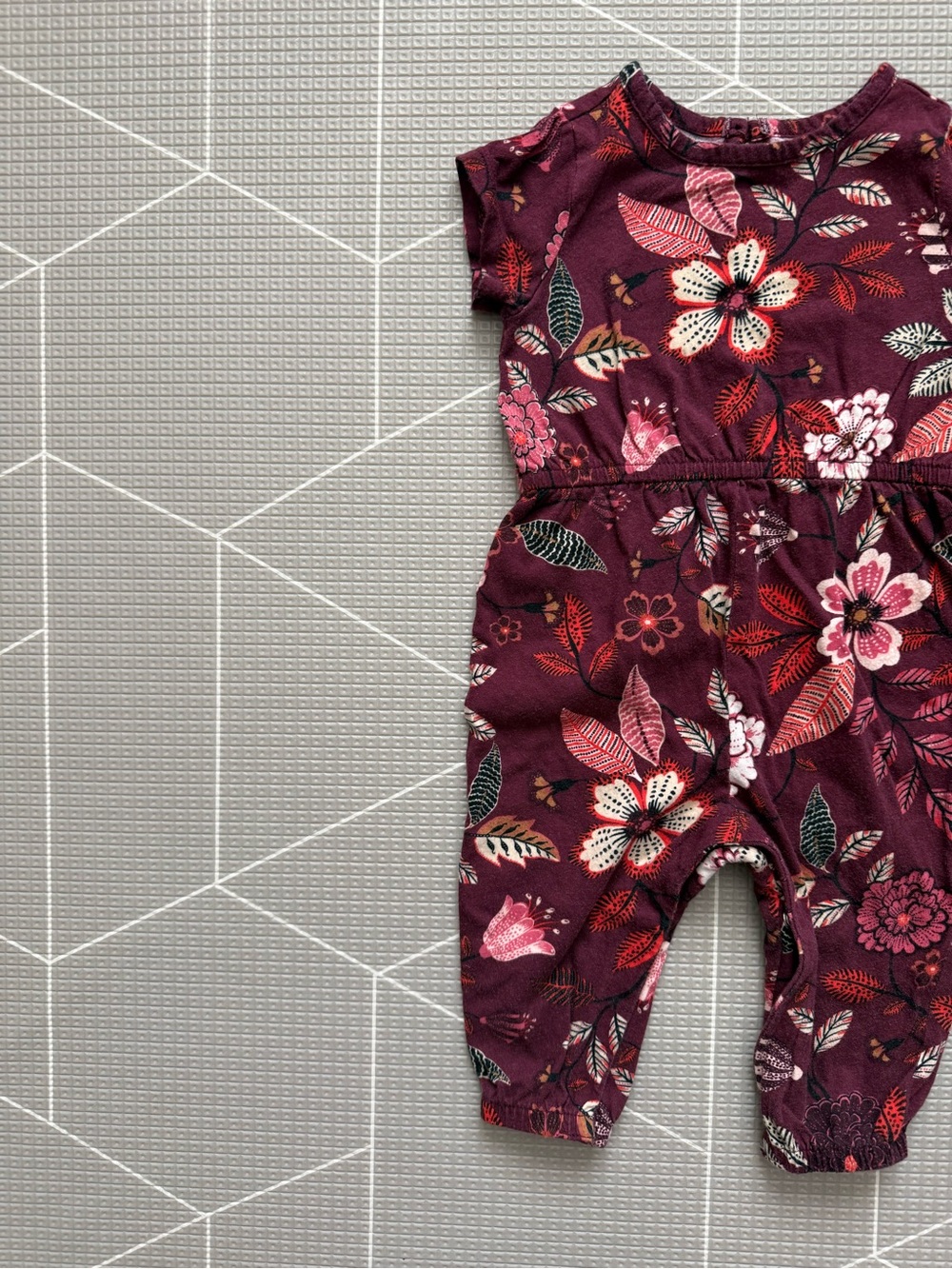 Old Navy|Baby girl Floral Burgundy short sleeve jumpsuit,boho•••6-12 months